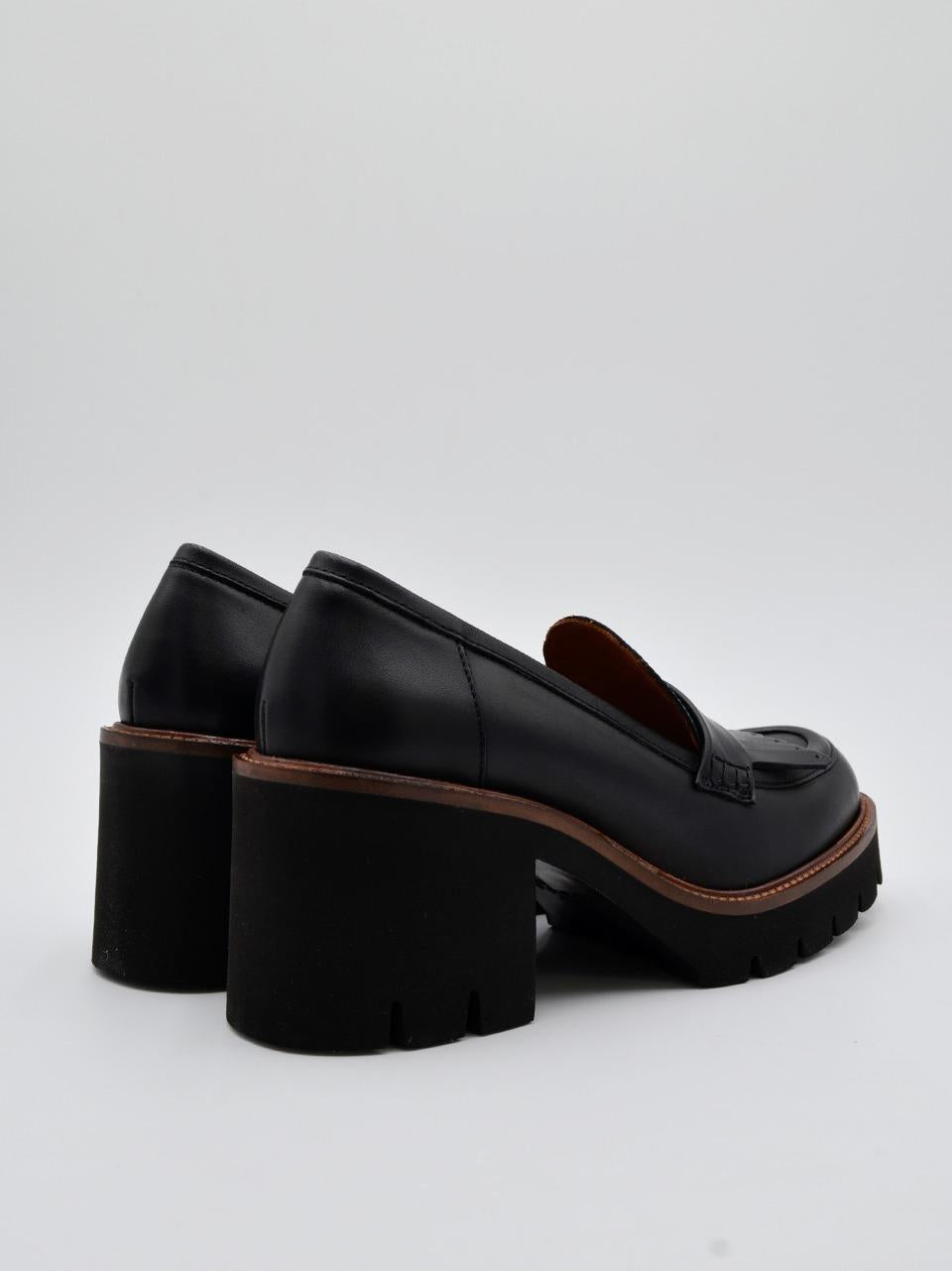 mocassino con frangia tacco h 50mm 8705 NERO MAT:20