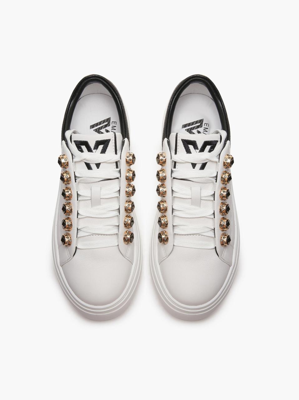 sneakers con castonisuola alta 422P-701-11P003CB WHITE\BLACK EMANUELLE VEE