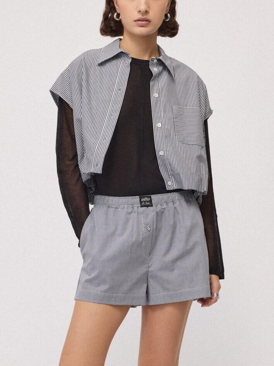 camicia smanicata righe CZC DT9293 BN ottod'ame