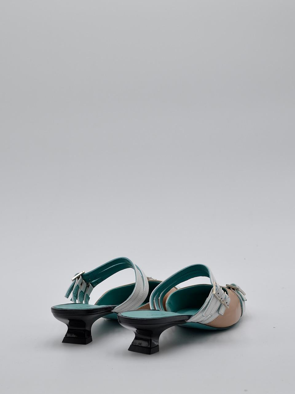 sabot con fibbie tacco h 20mm ARIANNA BEIGE BIANCO DELAIA