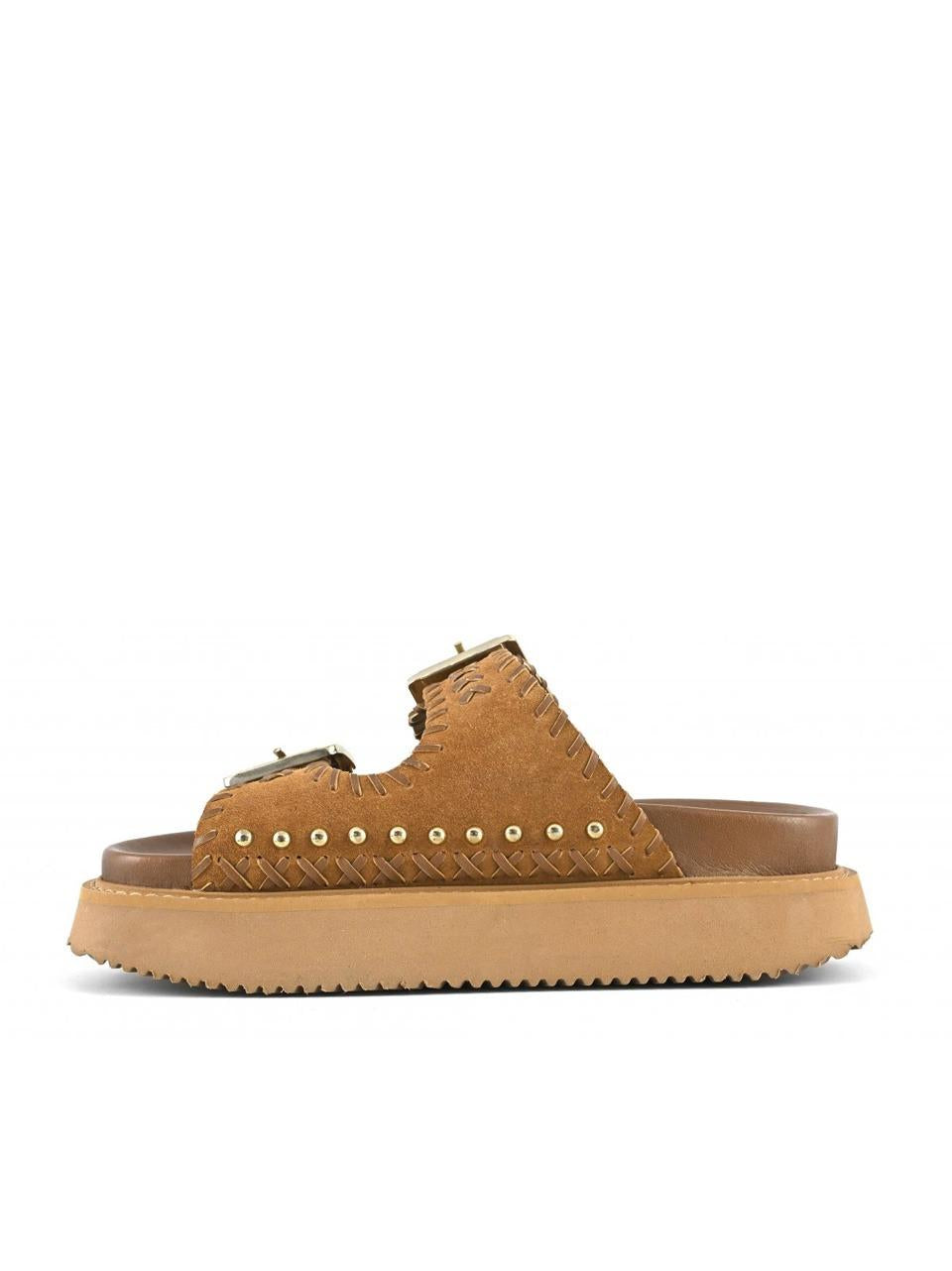 sandalo 2 fibbie con suola alta 224.27 TAN Coral blue