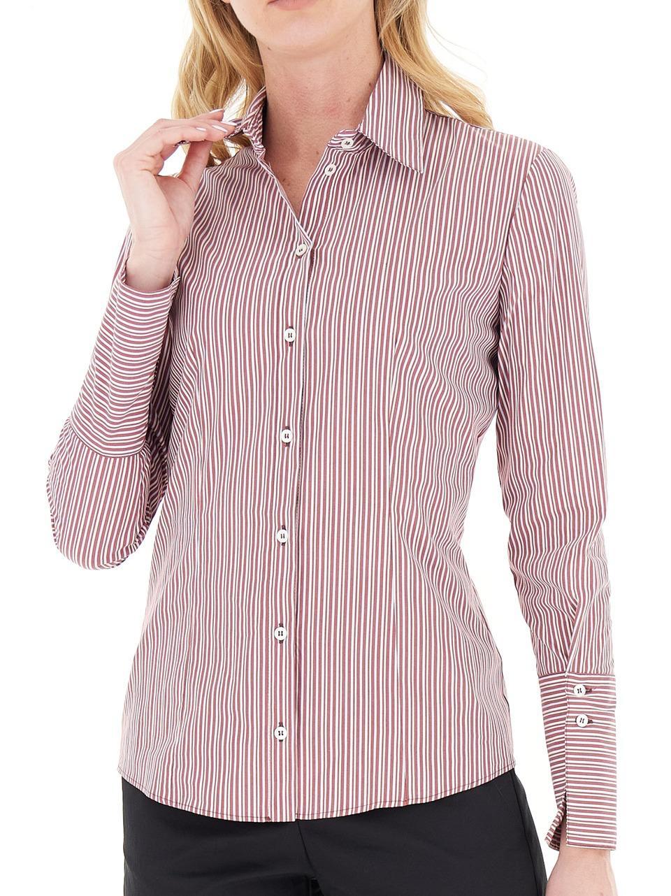 camicia gessata in cotone 8C0851A544 FG54 Patrizia pepe