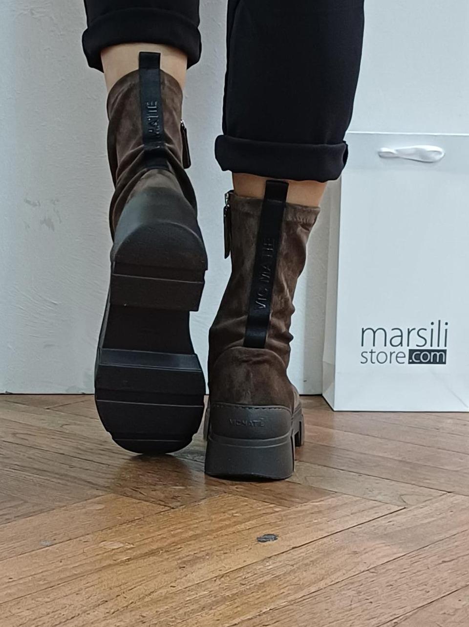 stivaletto con zip 4010 DARK BROWN VIC MATIE'