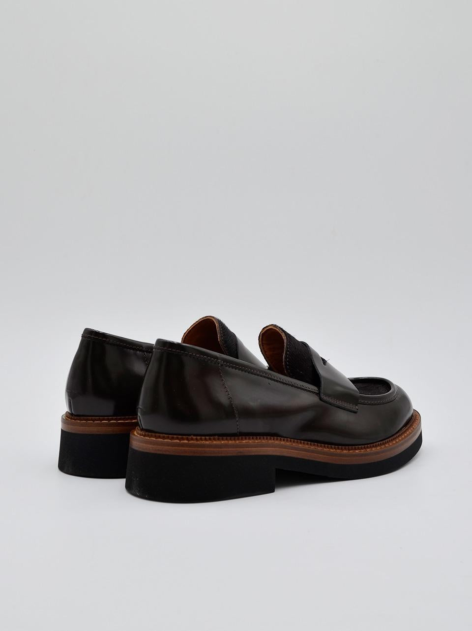 mocassino con con passante bimateriale 3276 CAFFE MAT:20