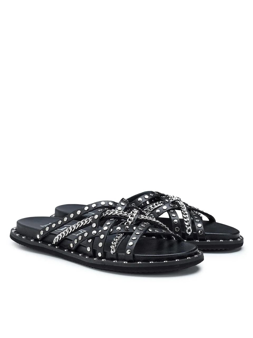 sabot a liccini borchie e catene CLW427501 NER CULT