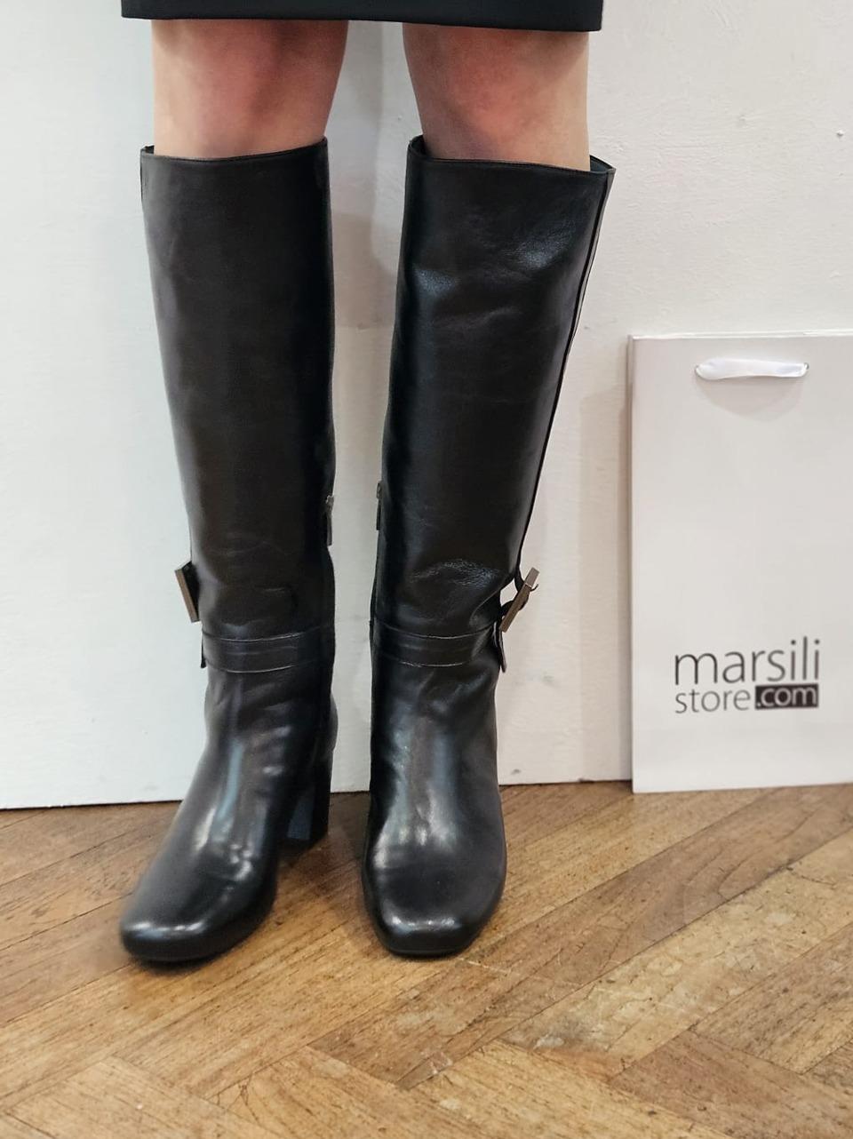 stivalle con accessorio tacco h 60mm MORGANA NERO DELAIA