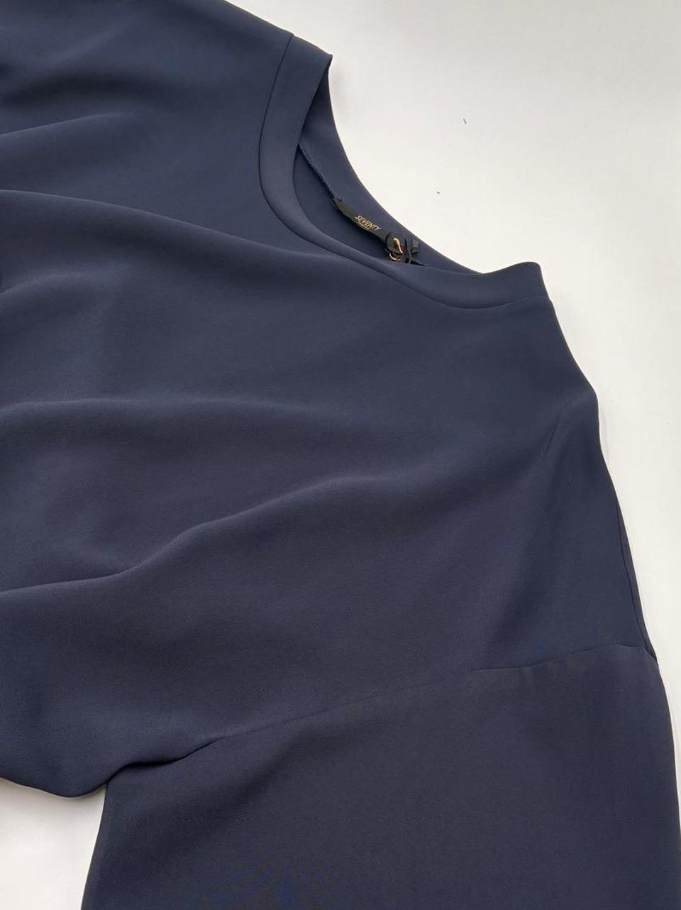 blusa mezza manica con nodo CA1522 BLU SEVENTY