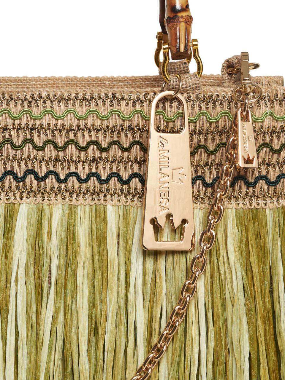 borsa media con frange in rafia CALLA V LA MILANESA