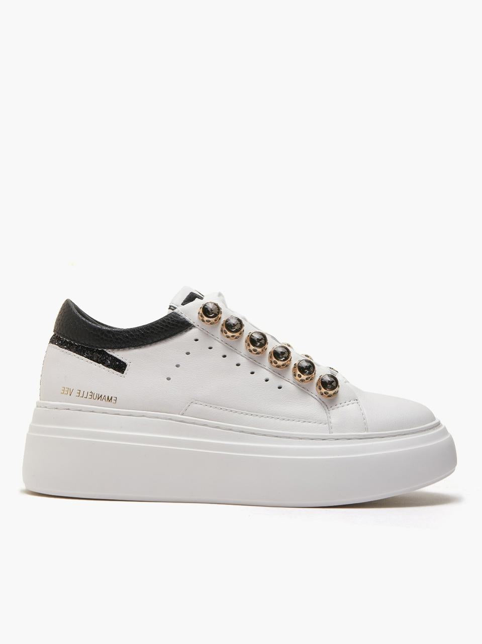 sneakers con castonisuola alta 422P-701-11P003CB WHITE\BLACK EMANUELLE VEE