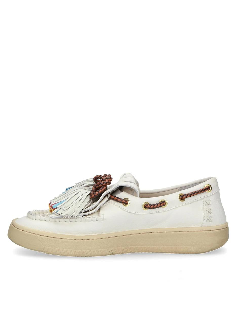 mocassino con frange C09 WHITE ELENA IACHI