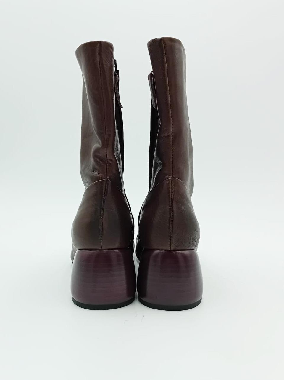 stivaletto con tacco h 60 colorato e forma a piede ONICE 01 CASTAGNA ERNESTO DOLANI