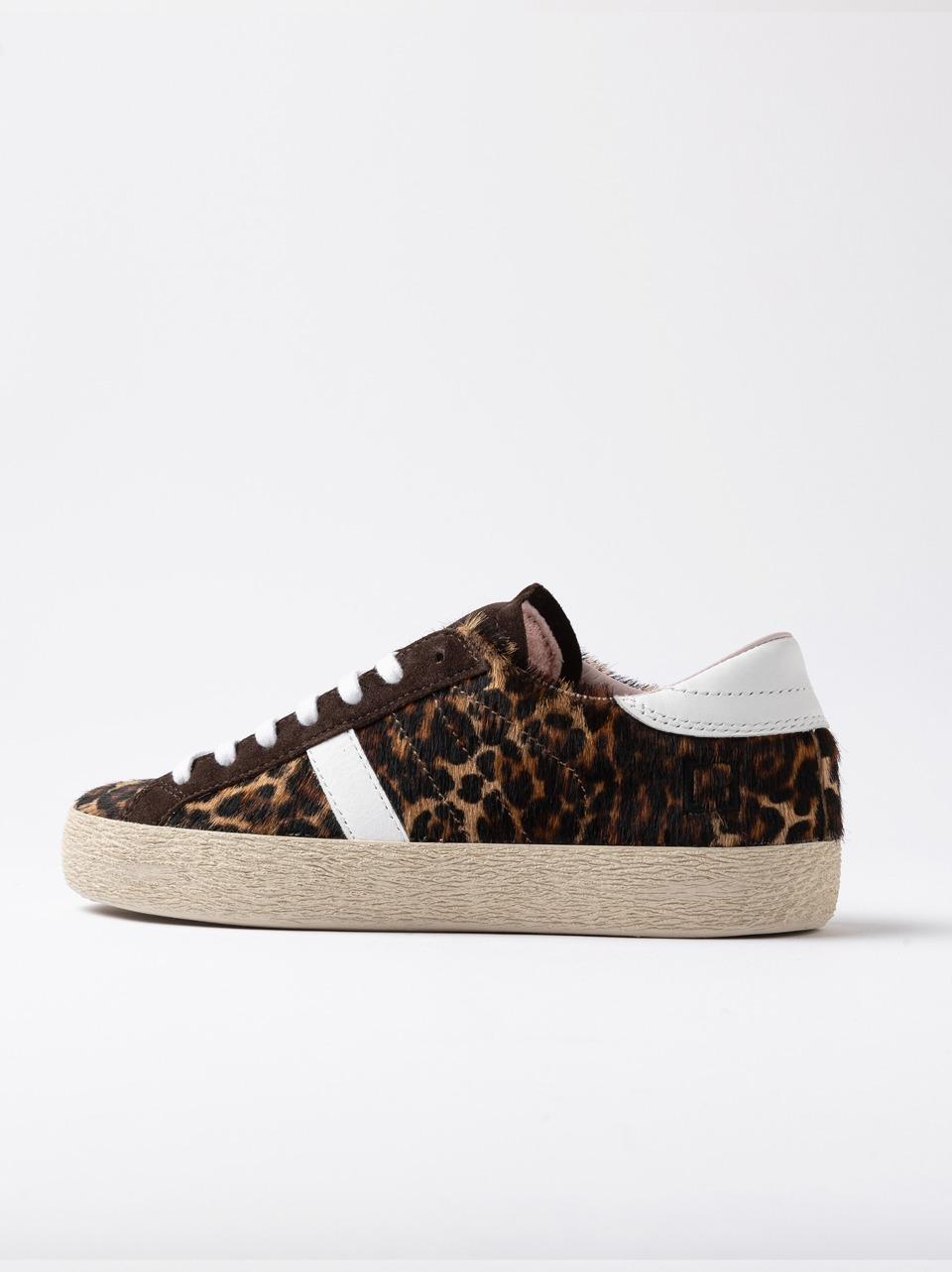 sneakers hill low W431-HL-LP-BR LEOPARD MARRONE D.A.T.E
