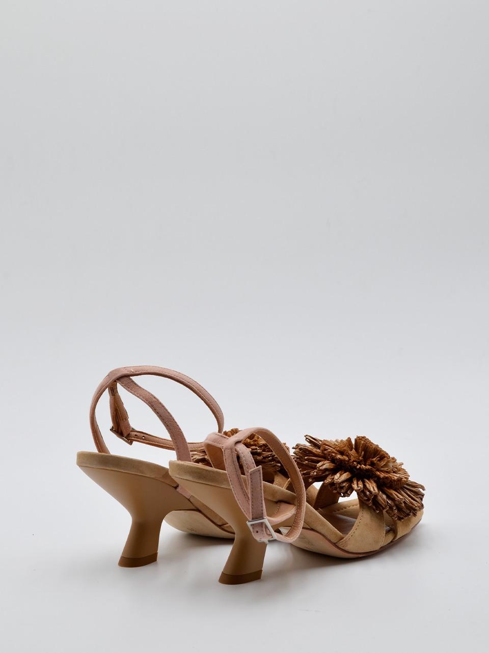 sandalo con fiorerafia tacco 70mm 2613 CUOIO CHANTAL