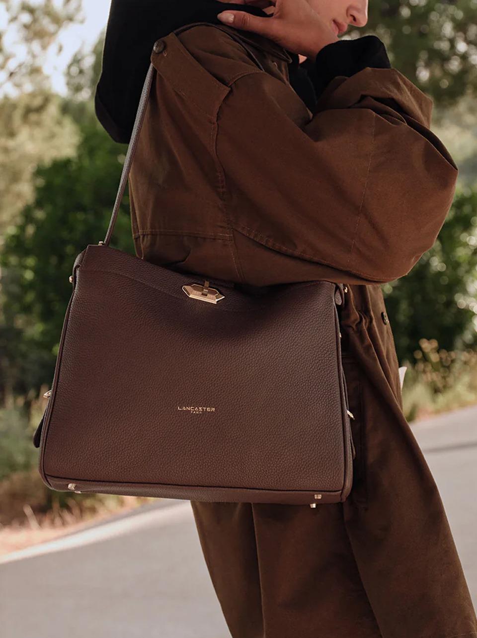 borsa shopping con chiusura 572106 MARRONE LANCASTER