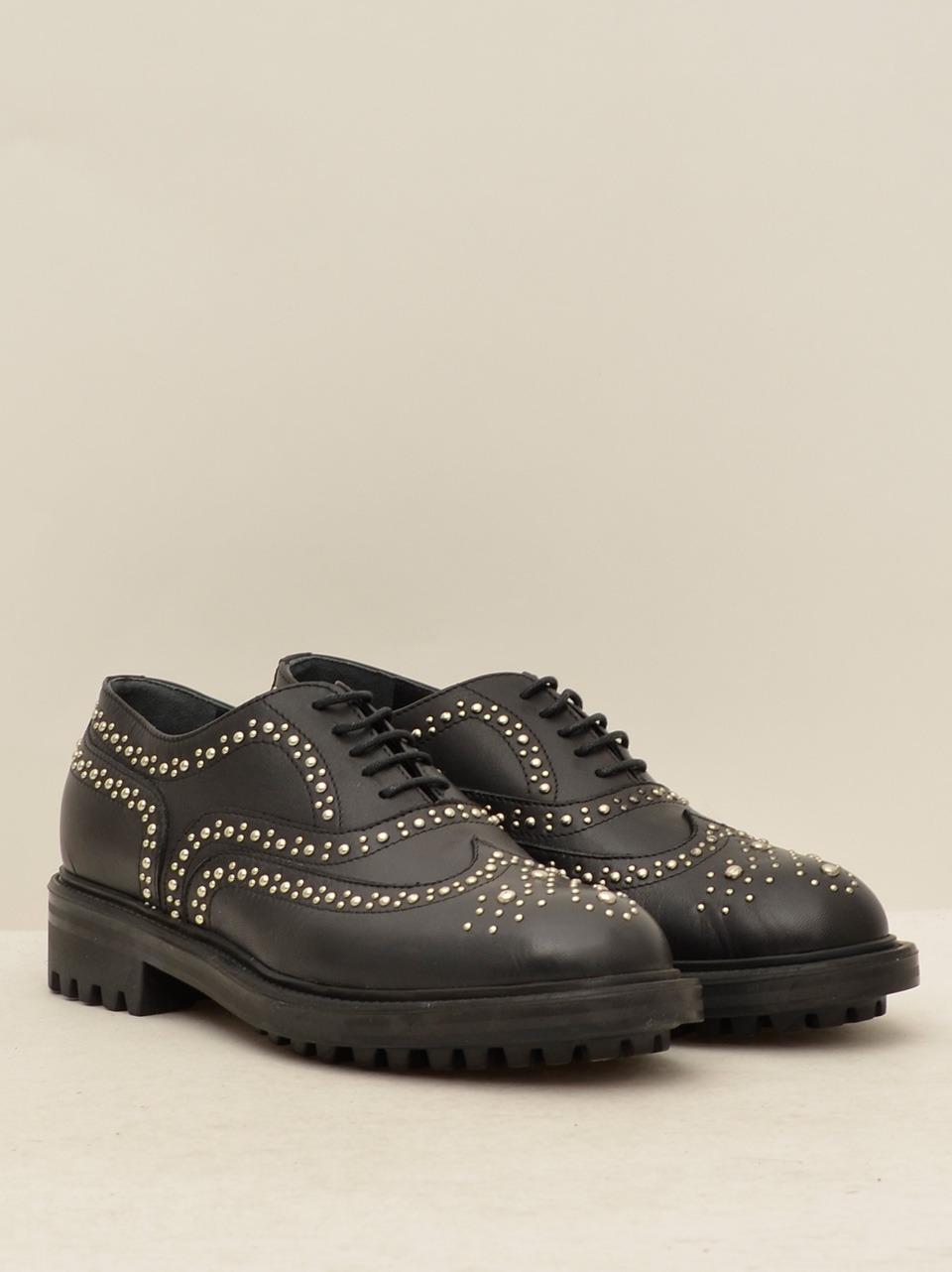 francesina borchiata BEKY NERO CUIR NOIR
