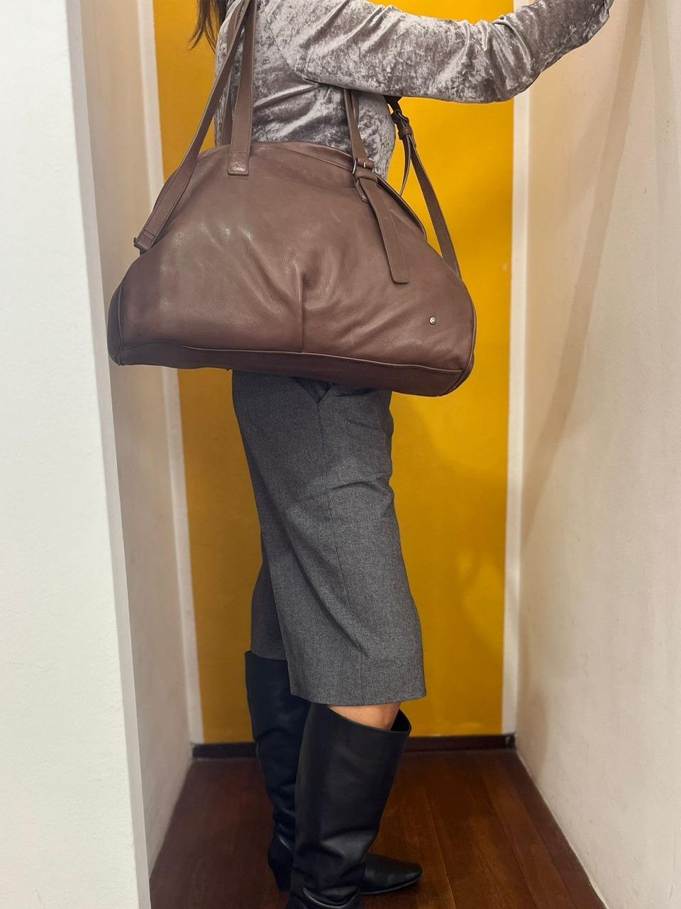 borsa grande con maici e tracolla BS9104 TAUPE REHARD