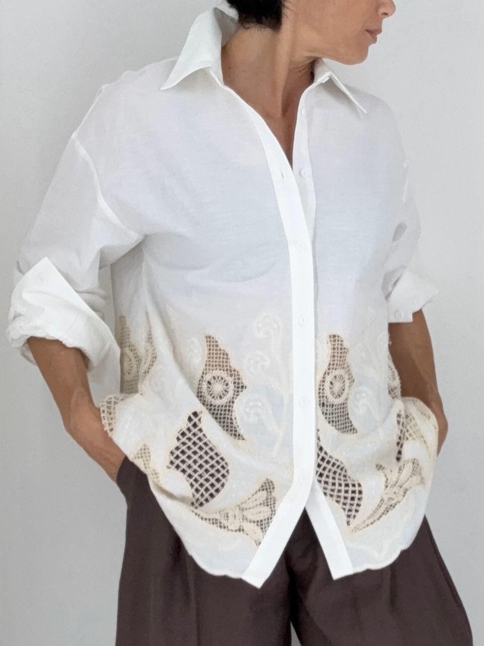 camicia over con ricamo LADY SCHIRT PANNA GLAMOROUS