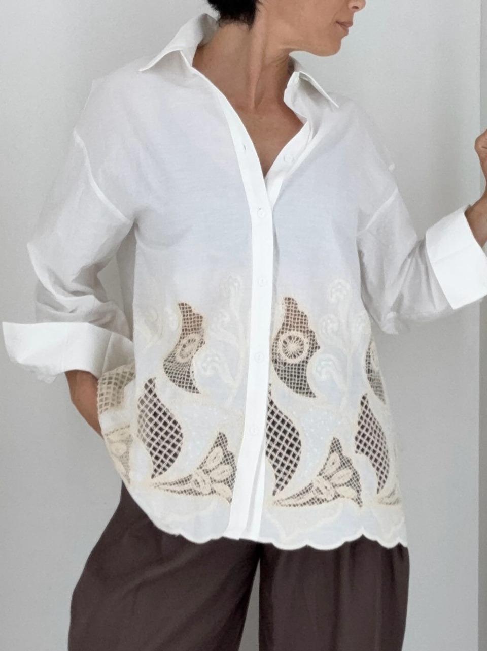 camicia over con ricamo LADY SCHIRT PANNA GLAMOROUS