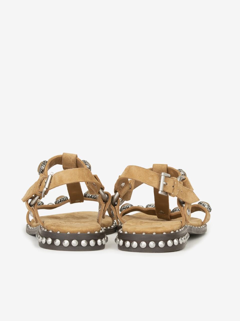 sandalo flat podium con borchie e pietre PODIUM MOCCA MOU ASH