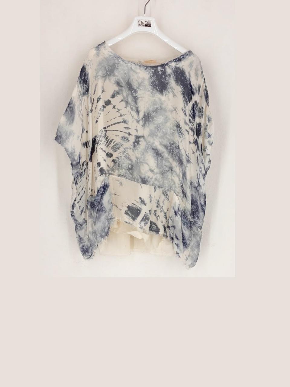 blusa over con stampa S227 WHITE SANCTA MUERTE