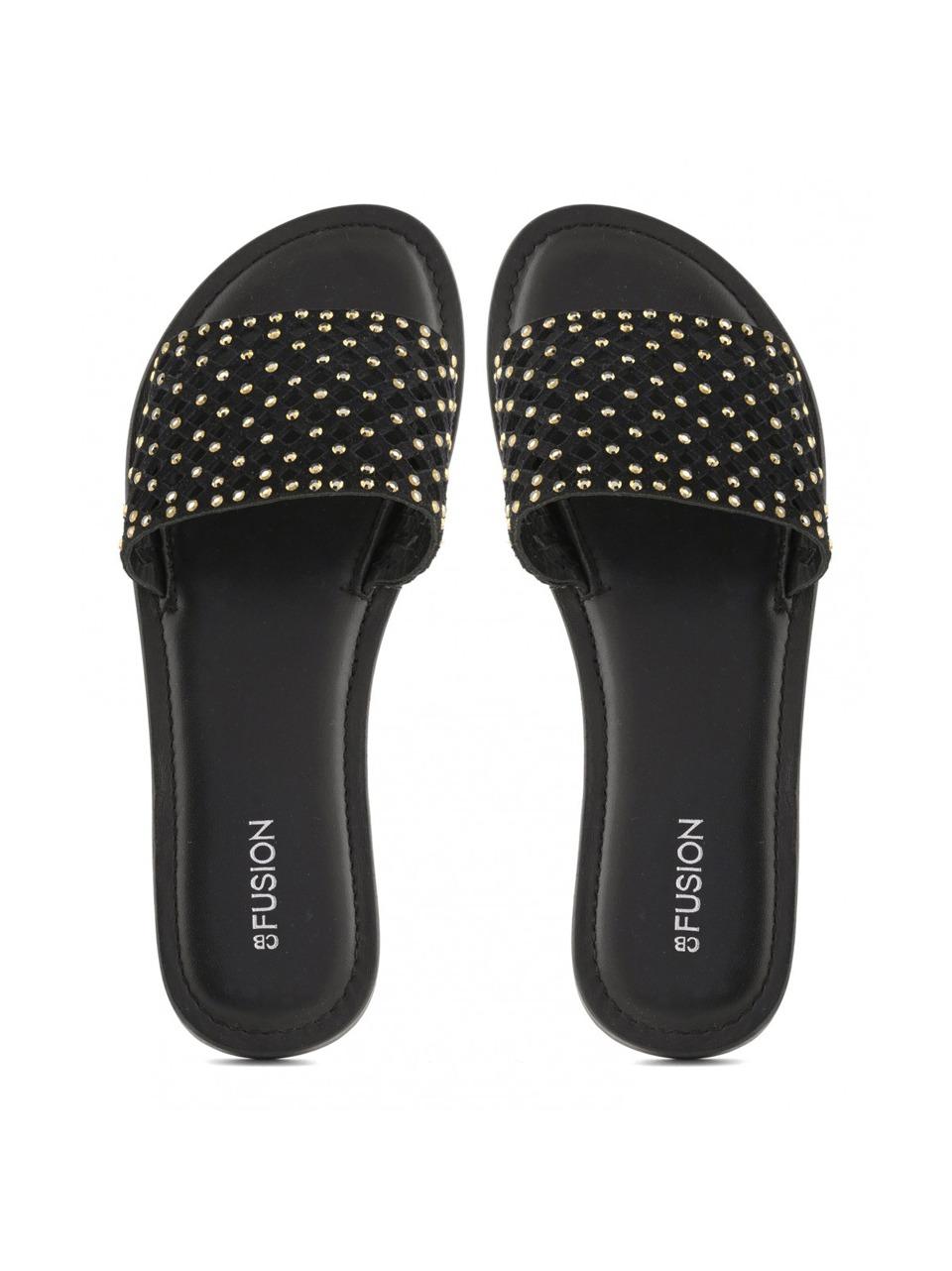 sabot flat con con swarosky R2260004 BLACK CB FUSION