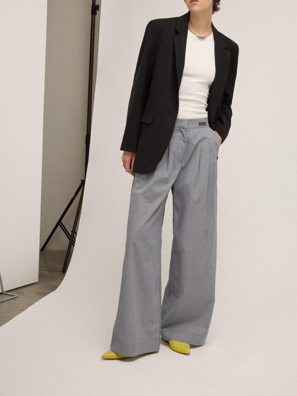 pantalone a palazzo CZC DP9994 BN ottod'ame