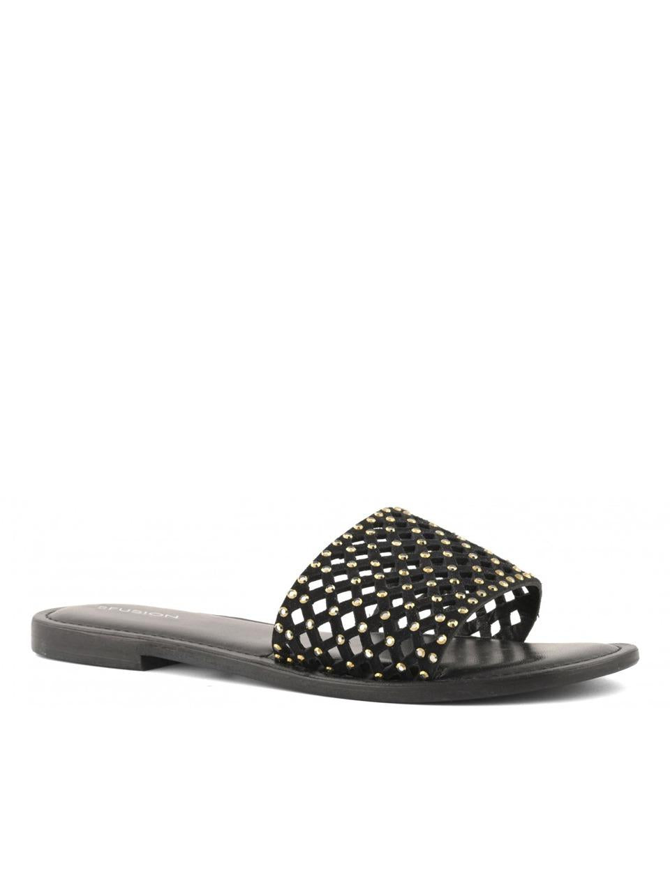 sabot flat con con swarosky R2260004 BLACK CB FUSION