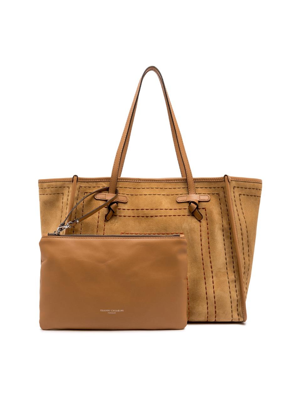 borsa marcella grande camoscio impunturato BS11720 PEANUT MARCELLA CLUB by gianni chiarini