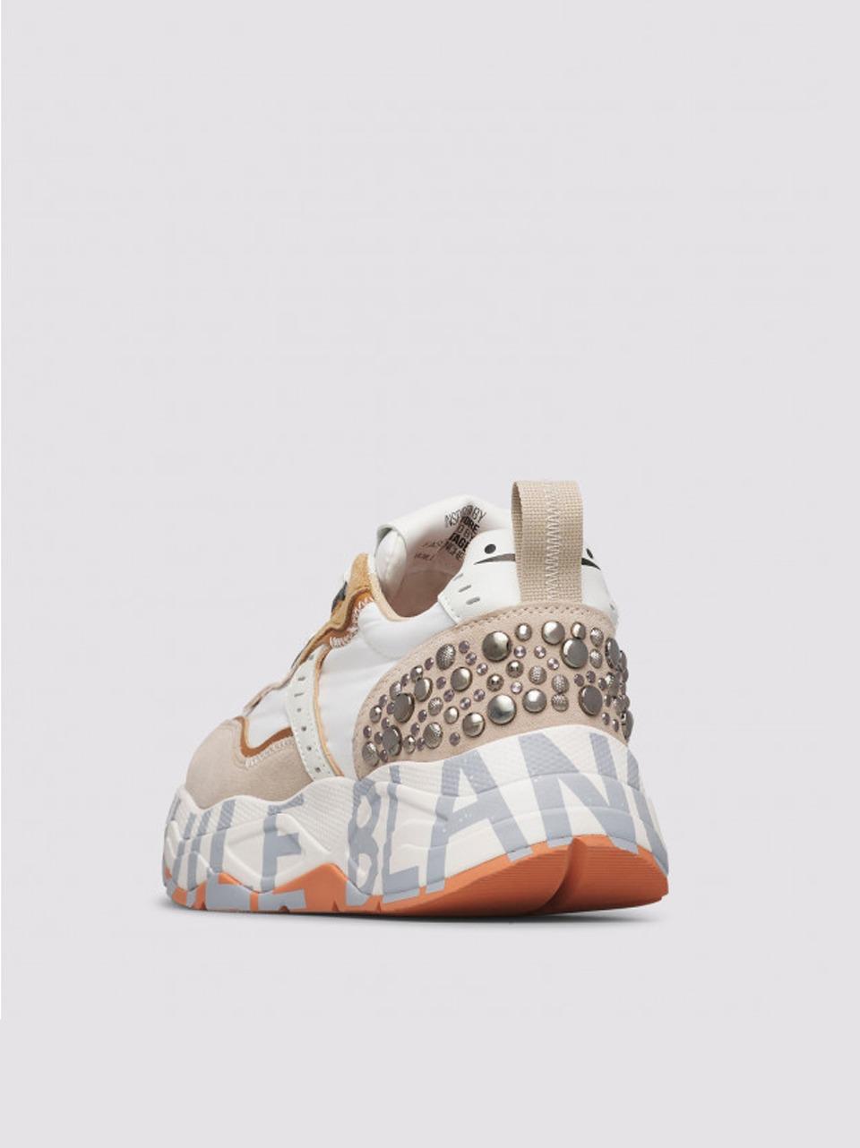 sneakers club 105 con borchie CLUB 105 2E42.2017475 WHITE BEIGE STUDS VOILE BLANCHE