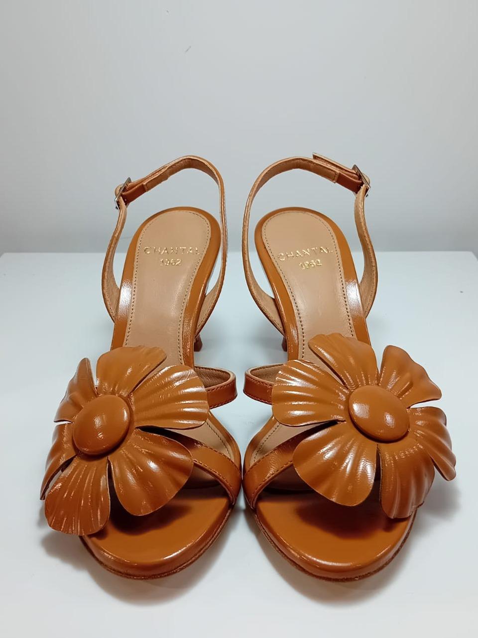 sandalo con fiore tacco 70 mm 2607 CUOIO CHANTAL