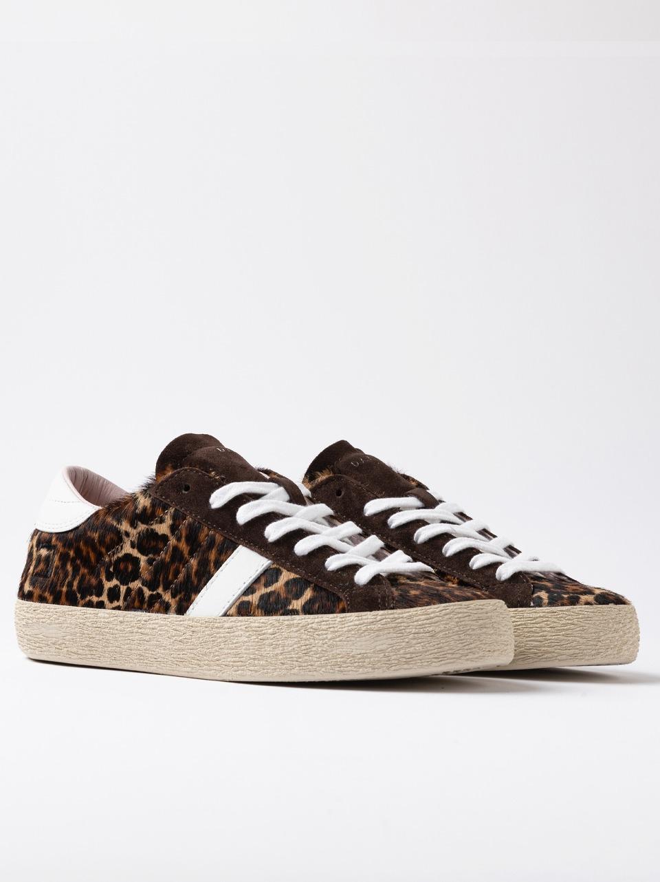 sneakers hill low W431-HL-LP-BR LEOPARD MARRONE D.A.T.E