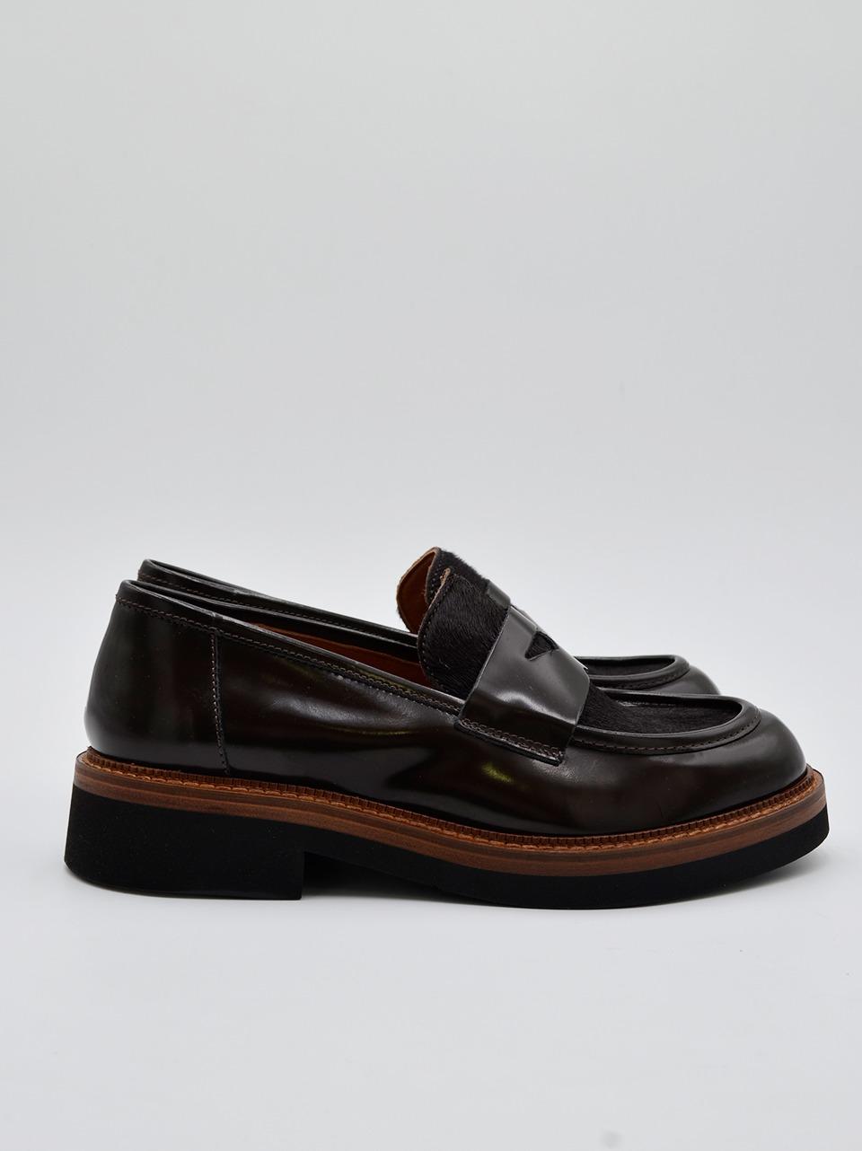 mocassino con con passante bimateriale 3276 CAFFE MAT:20