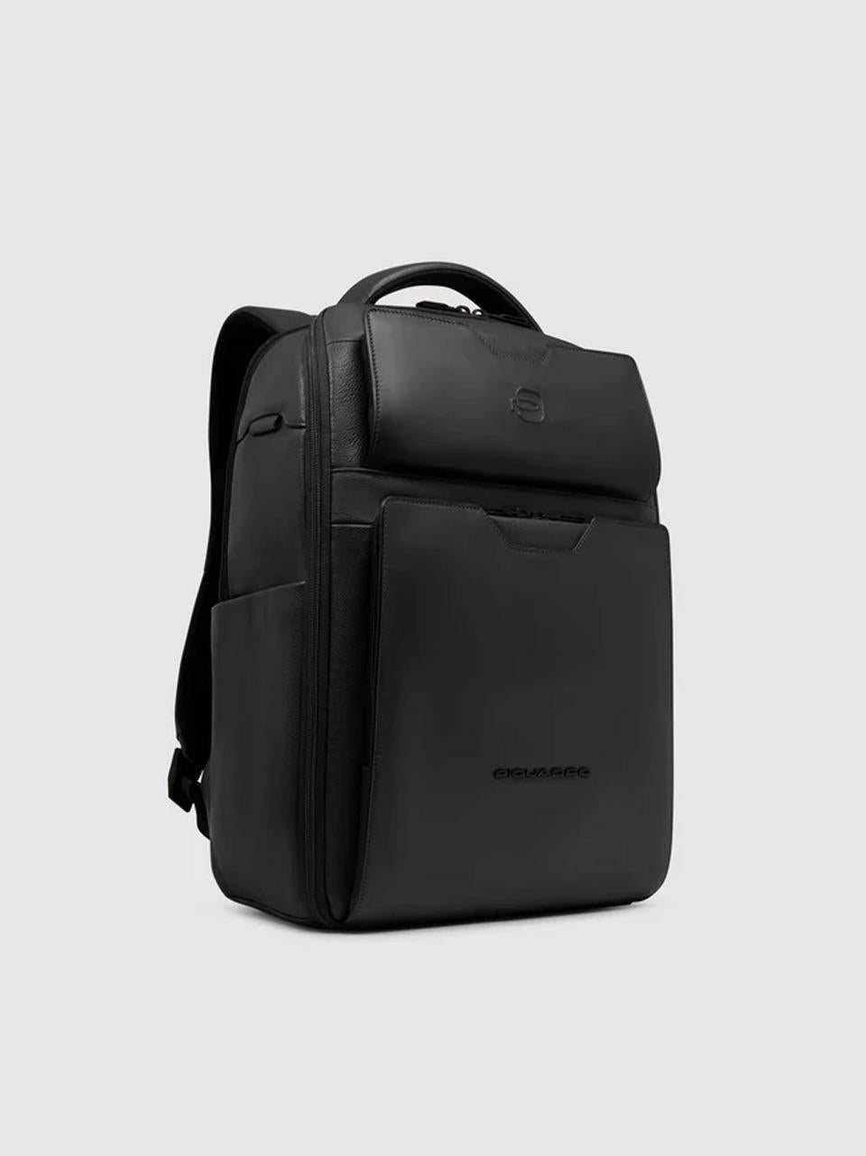 zaino 14'' doppa tasca pelle e nappa CA6923S142 NERO PIQUADRO