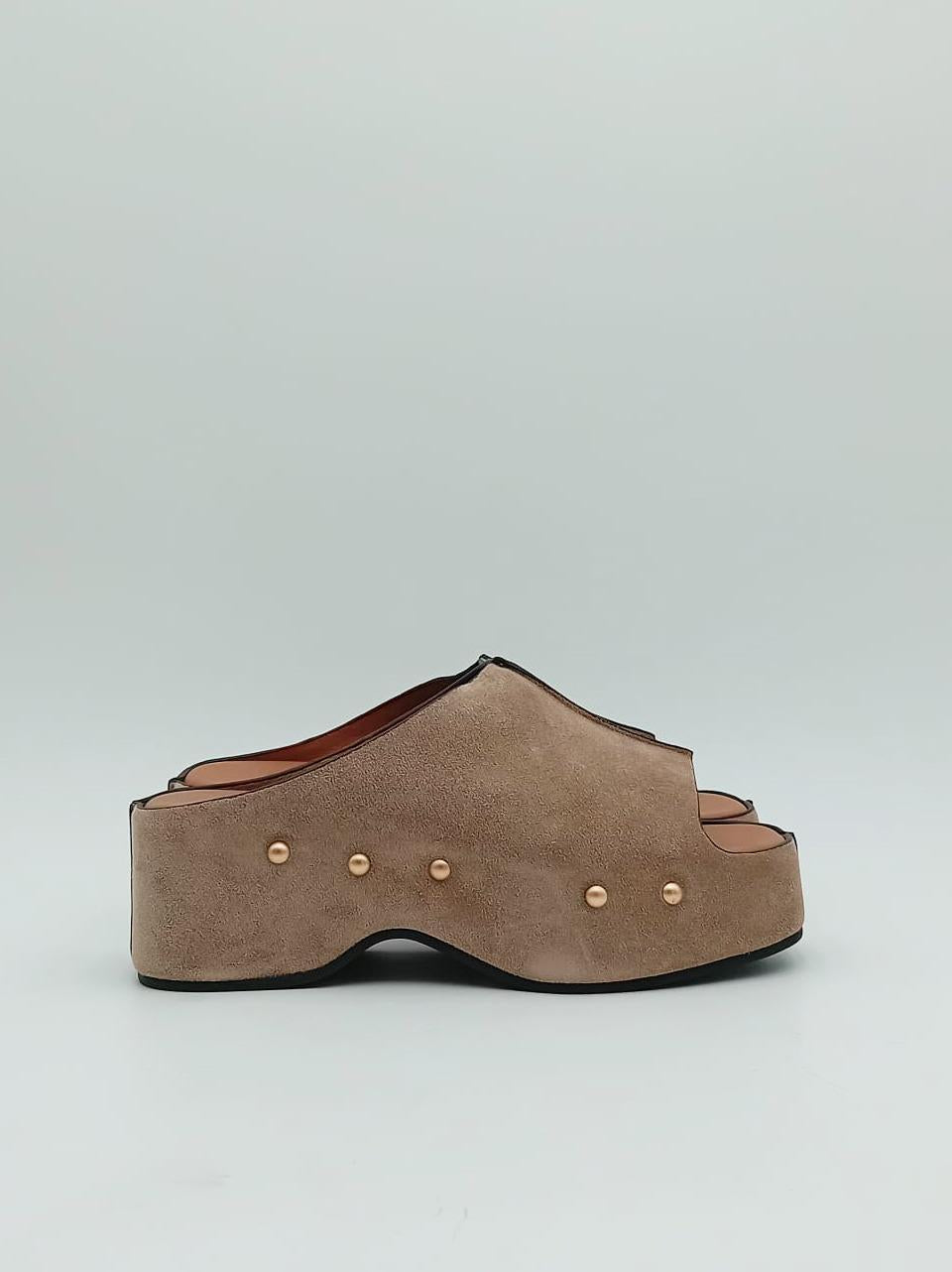 sabot spuntato zeppa h 50mm CAROLA G03 TAUPE miss olivia