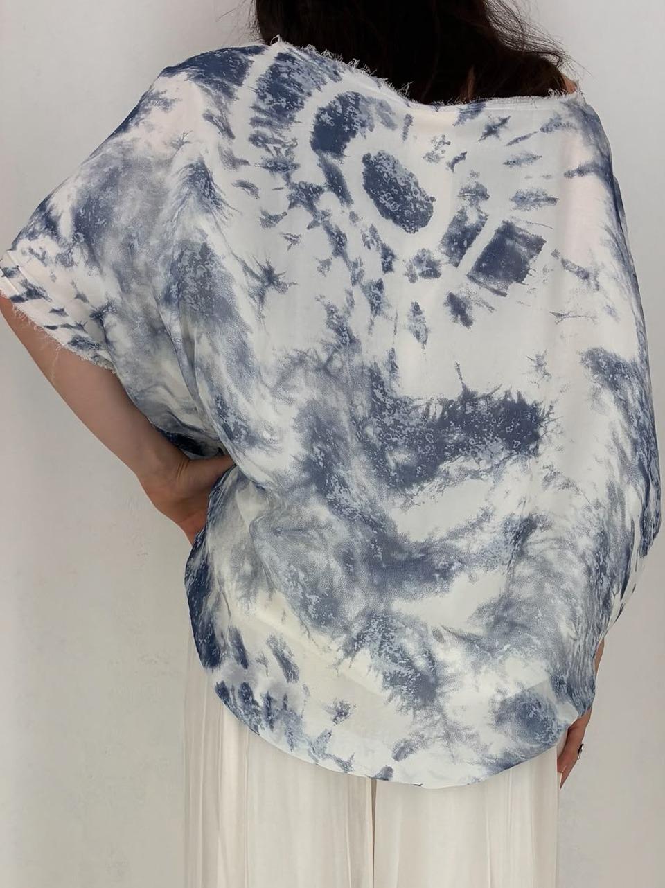 blusa over con stampa S227 WHITE SANCTA MUERTE