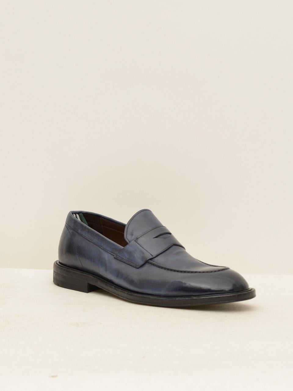 mocassino con passante 601 2588 BLU GREEN GEORGE