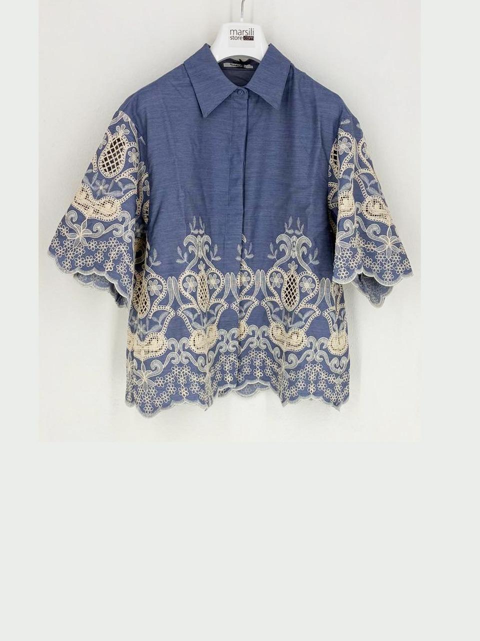camicia con ricami 5726 CELESTE GLAMOROUS