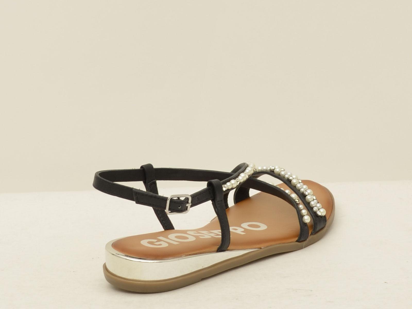 sandalo infradito montante con perline 6529JENNE NERO GIOSEPPO