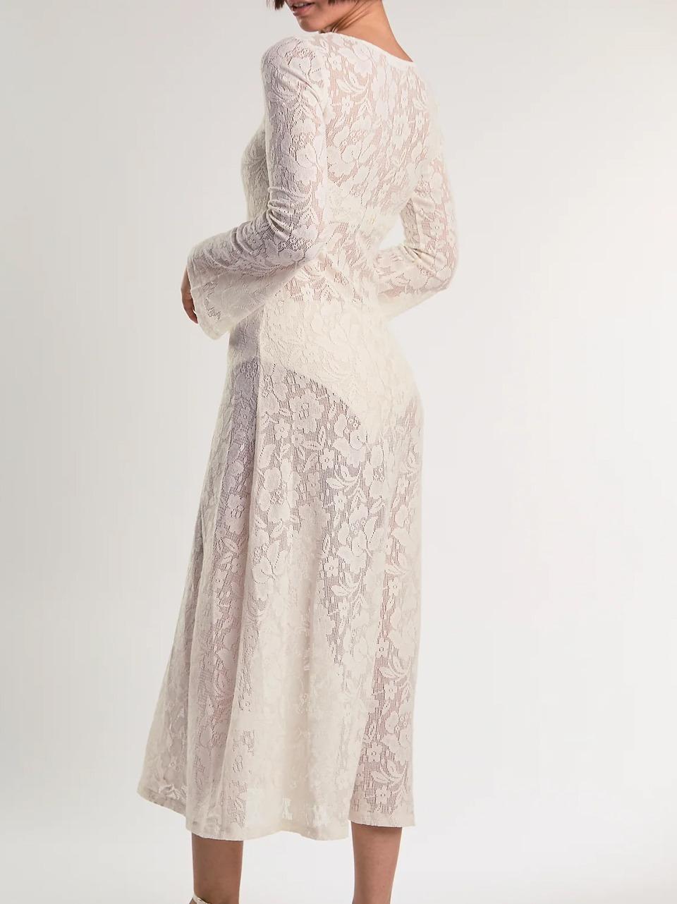 maxii dress crochet AN5646 CREMA GLAMOROUS