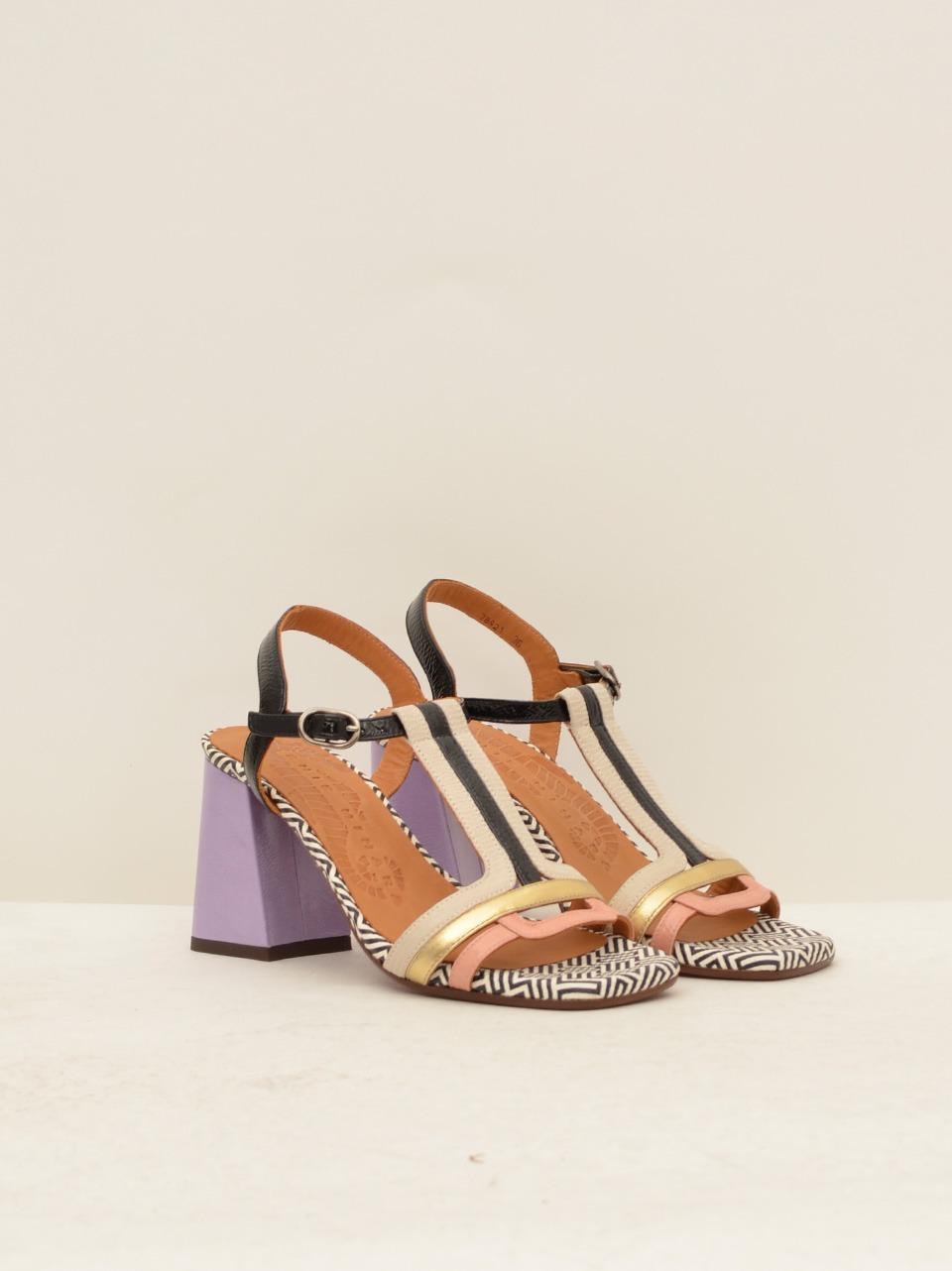sandalo t tacco h 70mm PIYATA BEIGE\NERO\ROSA CHIE MIHARA