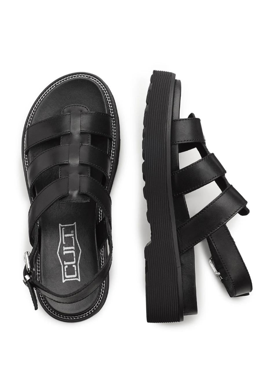 sandalo con 3 lacci CLW104334 NERO CULT