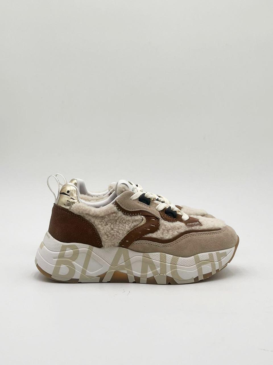 sneakers club 105 001-2017475-05 1B30WHITE COGNAC VOILE BLANCHE