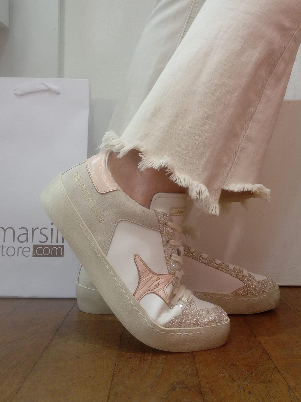 sneakers timeless 4602 BIANCO ROSA AMA brand