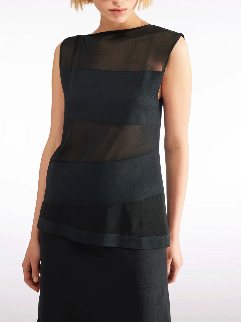 top in maglia a voile F5SE12. NERO LIviana conti