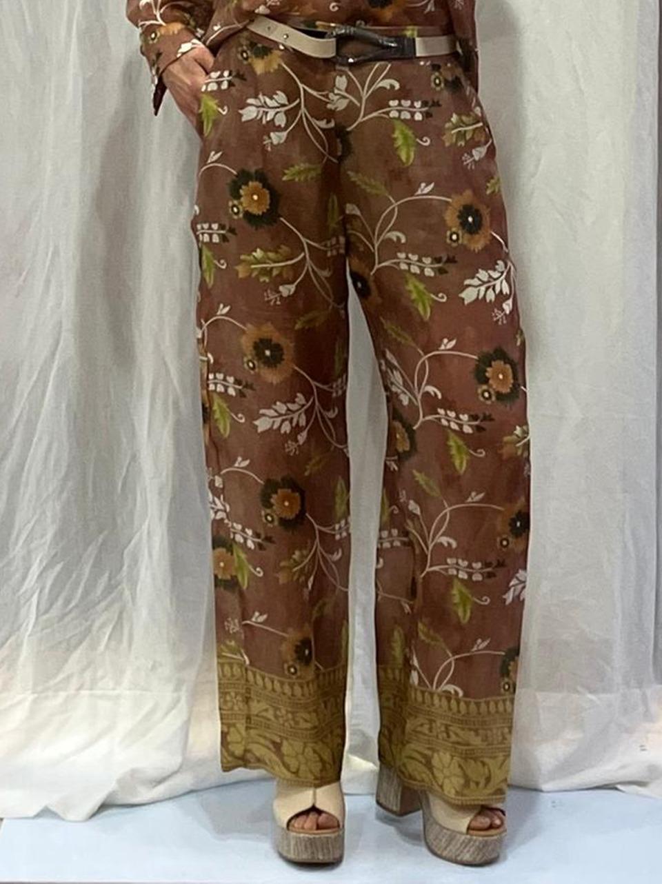 pantalone fluido fantasia 25536 MARRONE WU' SIDE