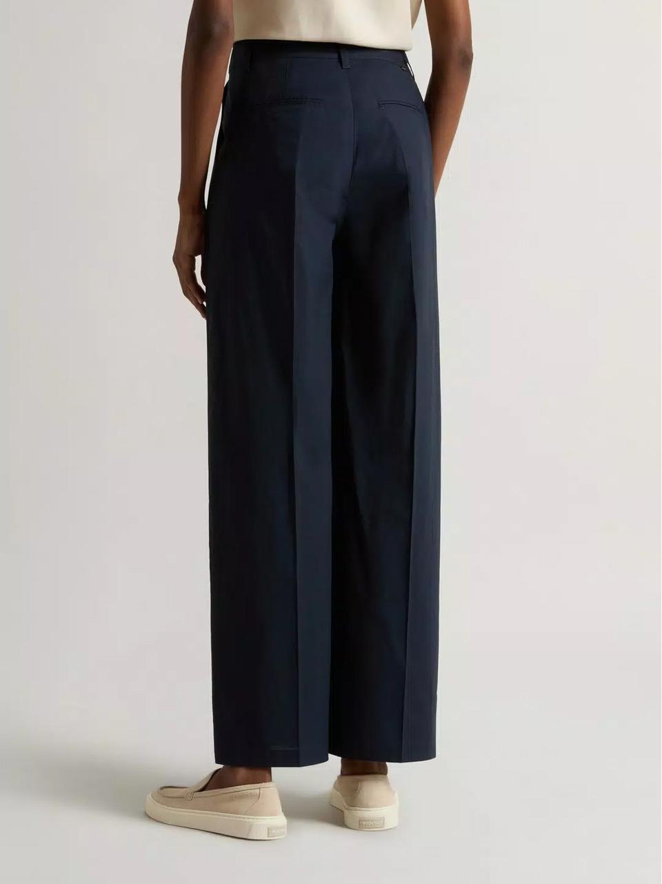pantalone palazzo in popeline 0219 3944 BLU WOOLRICH