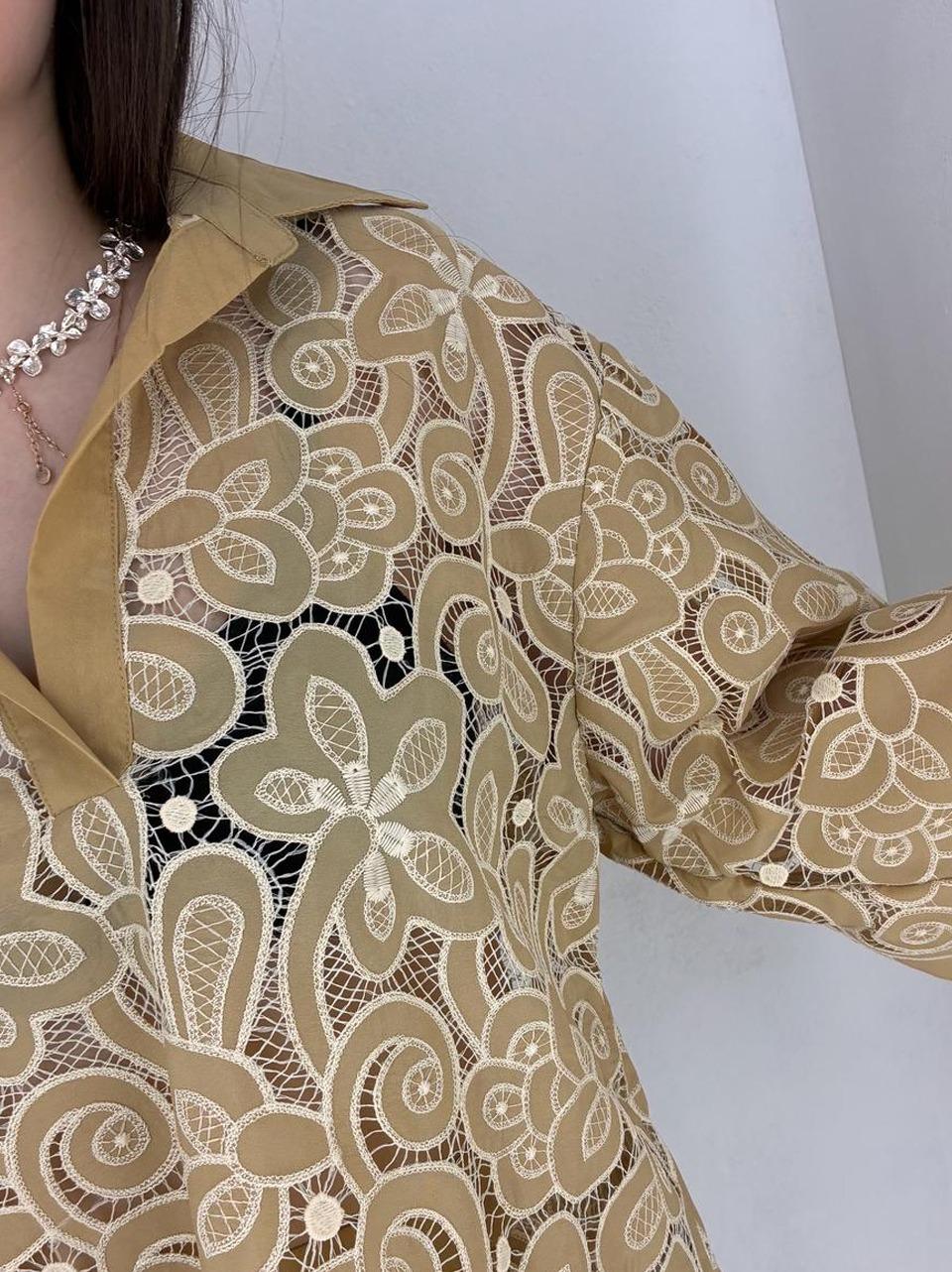 camicia con ricami 5747 BEIGE GLAMOROUS