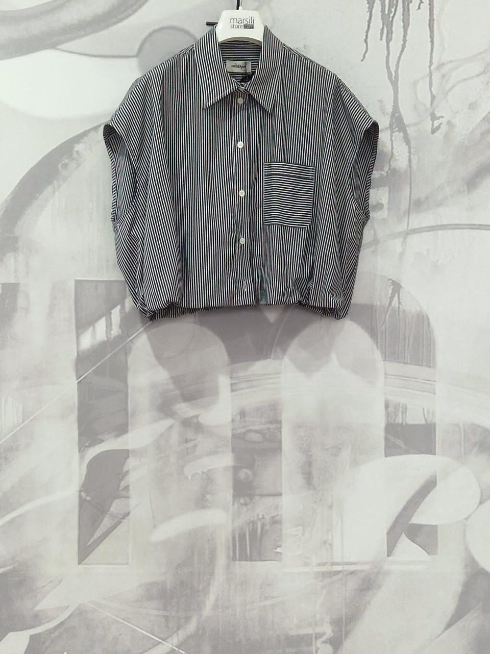 camicia smanicata righe CZC DT9293 BN ottod'ame