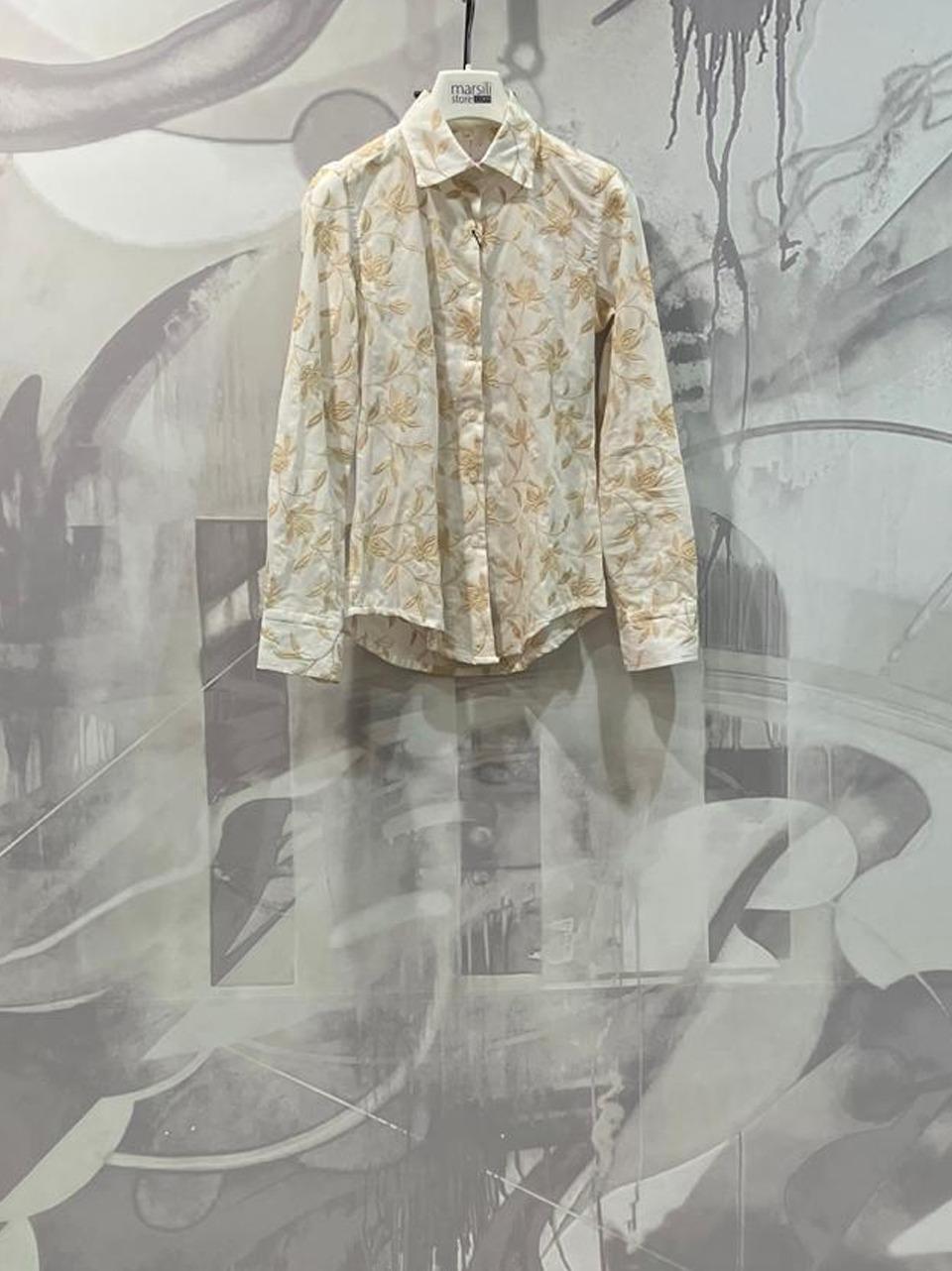 camicia ricamo ecru D971 PAOLA L BASTONCINO