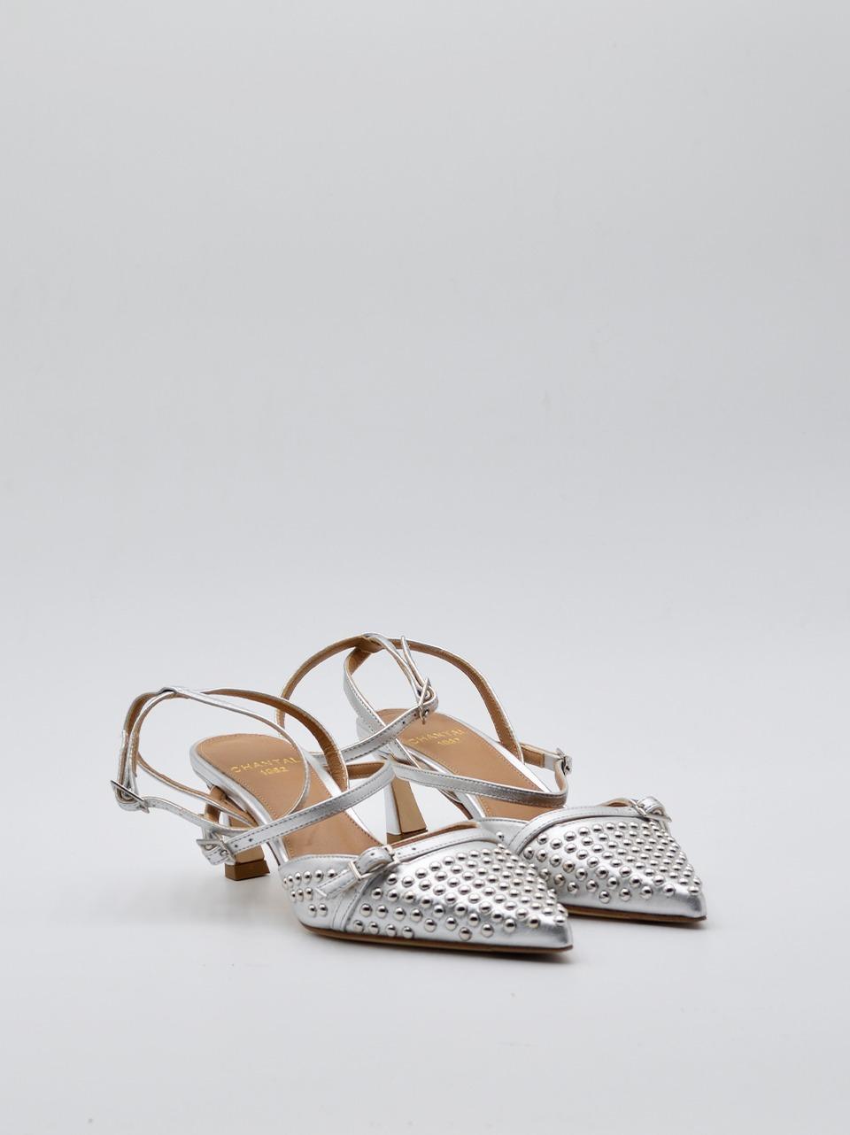 chenel borchiato tacco 50 mm 2533 ARGENTO CHANTAL